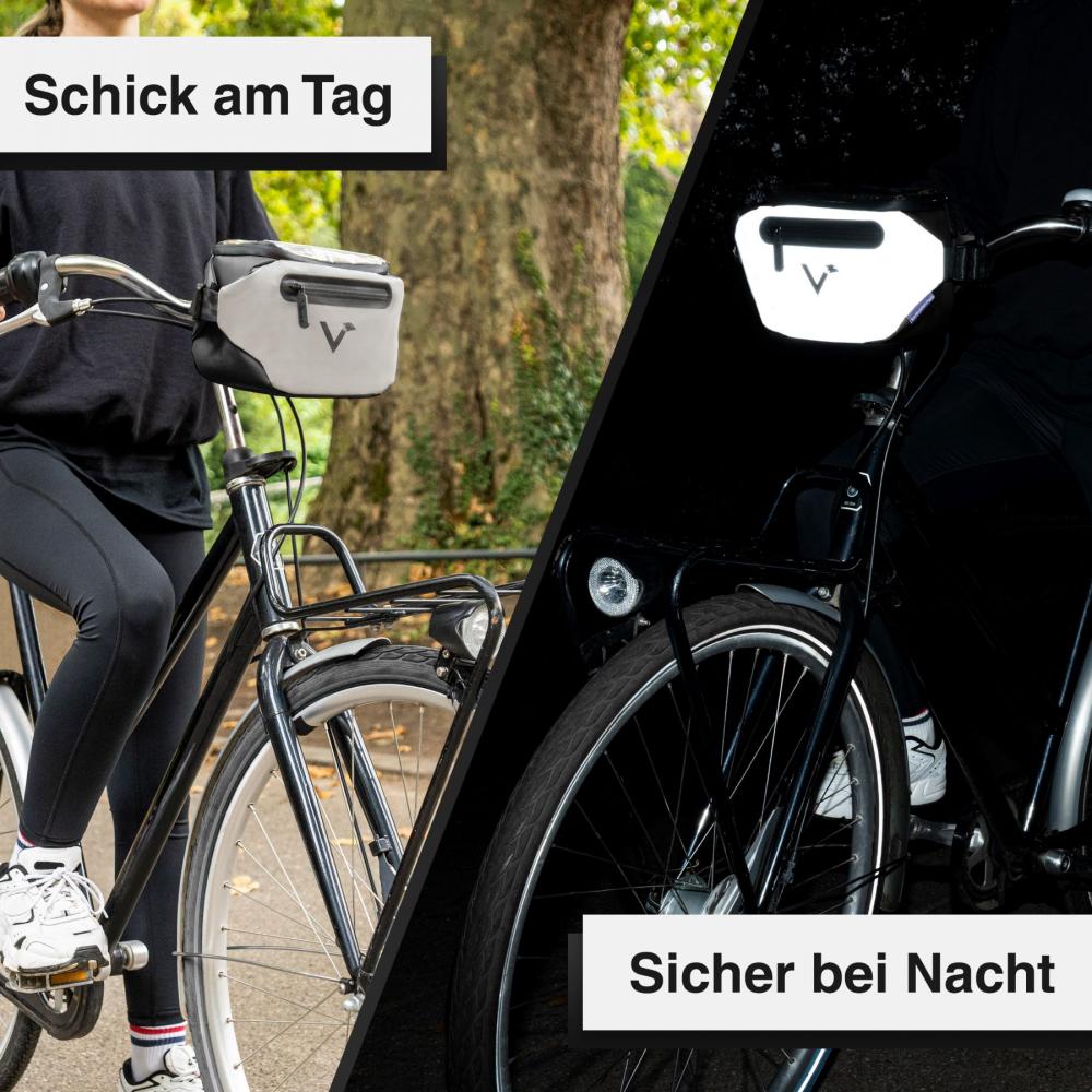Valkental 3in1 City Bag Lenkertasche schwarz mit Fenster - 4,5 Liter, reflektierend, KLICKfix-kompatibel, wasserdicht, Handyfach, Umhängegurt