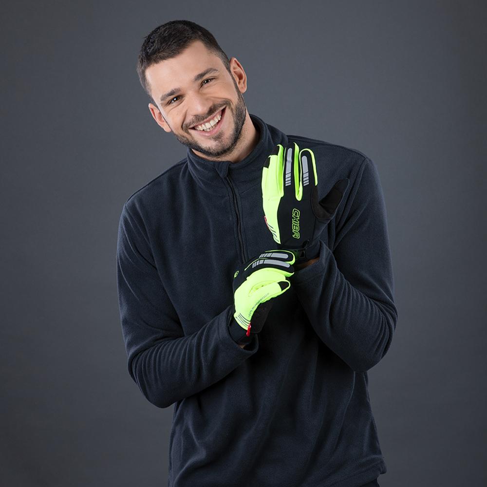 CHIBA Competition Plus - Radhandschuhe neongelb, winddicht, atmungsaktiv, Größe 10