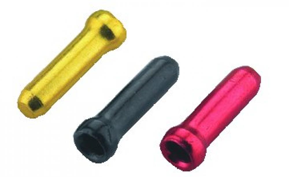 Jagwire Zugendhülsen Aluminium 1,8 mm - Gold/Schwarz/Rot Endhülsen für Innenzüge