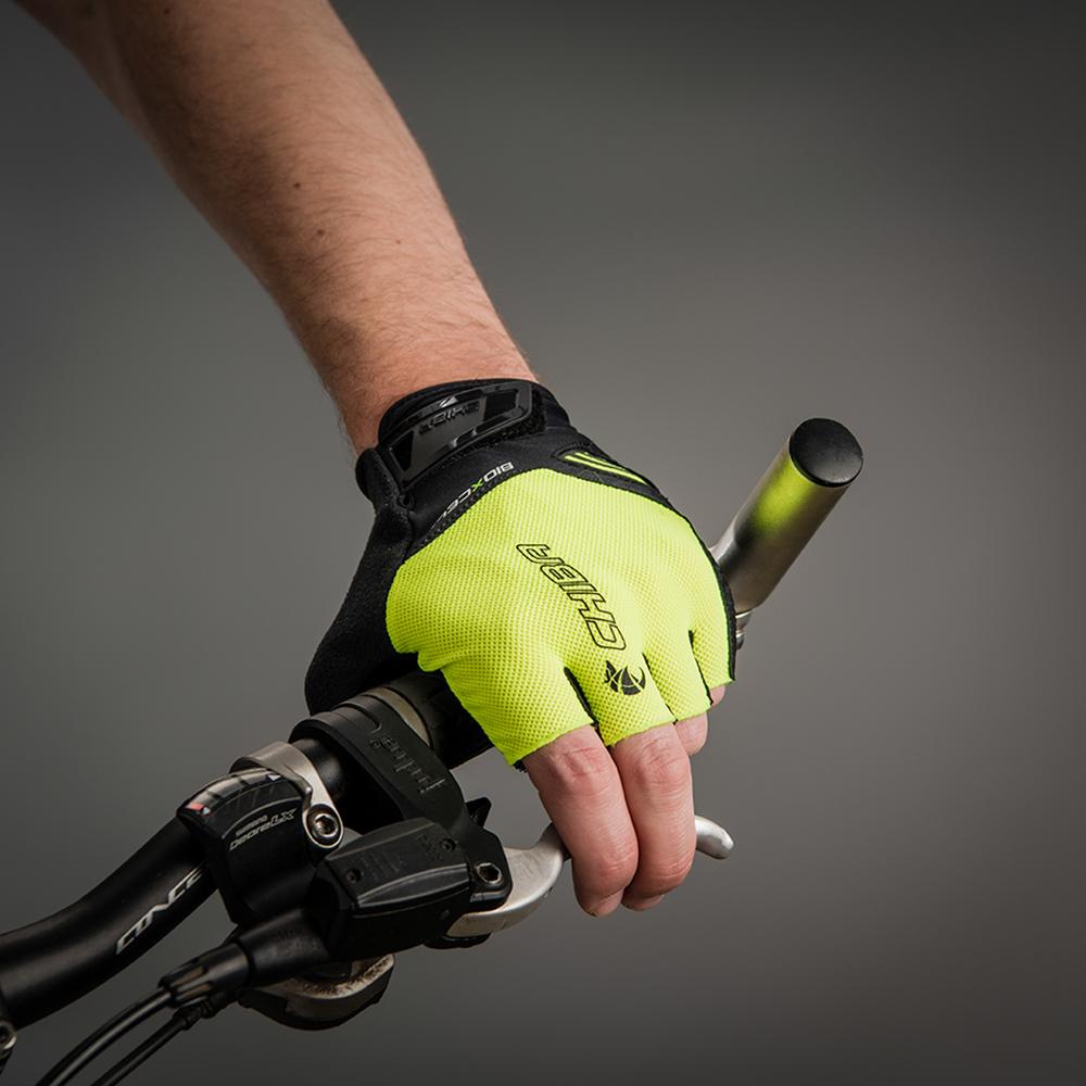 CHIBA BioXCell Air - Radhandschuhe neongelb, Größe L, mit BioXCell-Polsterung