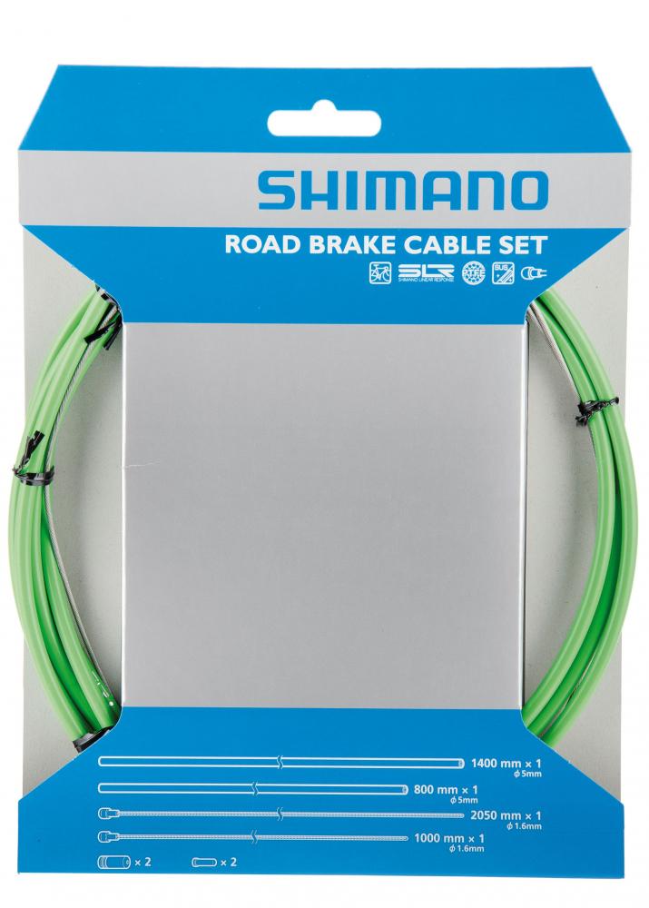 SHIMANO Bremszug-Set Road SIL-TEC beschichtet Bremszug-Set - Rennrad-Bremszüge, Grün