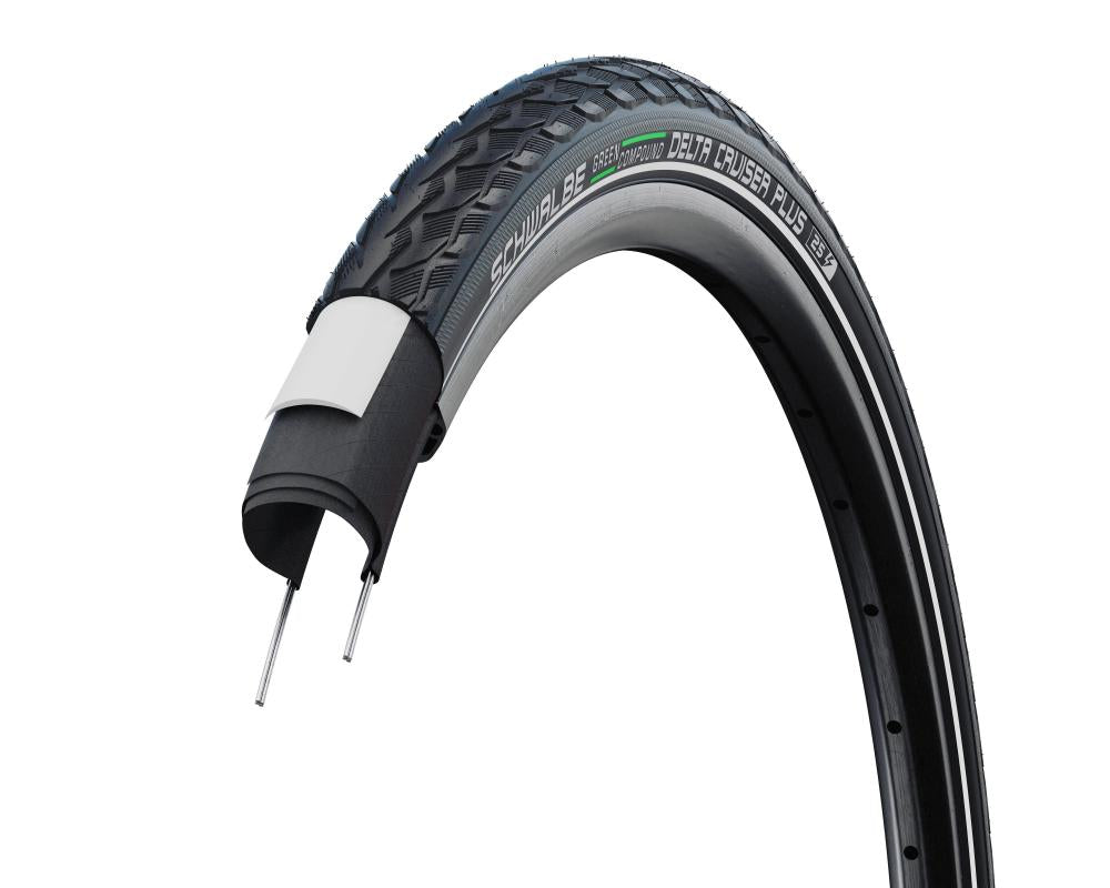 Schwalbe Delta Cruiser Plus Drahtreifen 20x1.75" schwarz Reflex mit KevlarGuard Pannenschutz im Querschnitt, E-25.