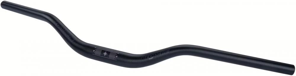 Schwarzer ergotec Riser Bar 50 Comfort Lenker 720 mm mit 31,8 mm Klemmung für eine ergonomische Sitzposition.