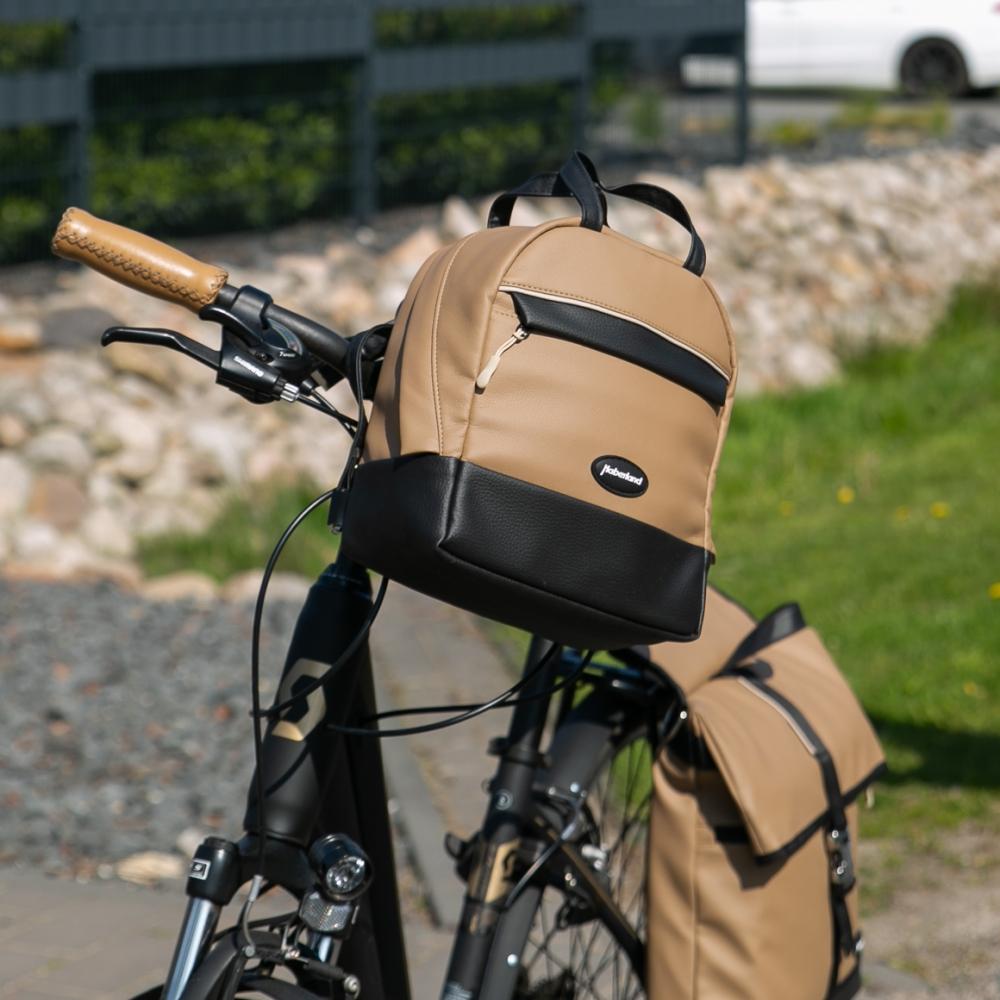 Haberland Rucksack-Lenkertasche Bella hellbr./sw beige - flexible Lenkertasche & Rucksack