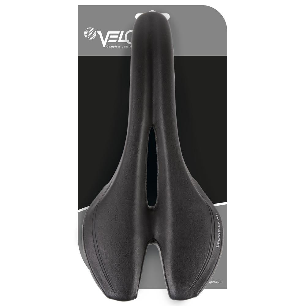 VELO Plush SpeedFlex AC Rennsattel - schwarz, V-Cut, O-Zone Full Cut, Arc-Tech Federung, 275 x 130 mm