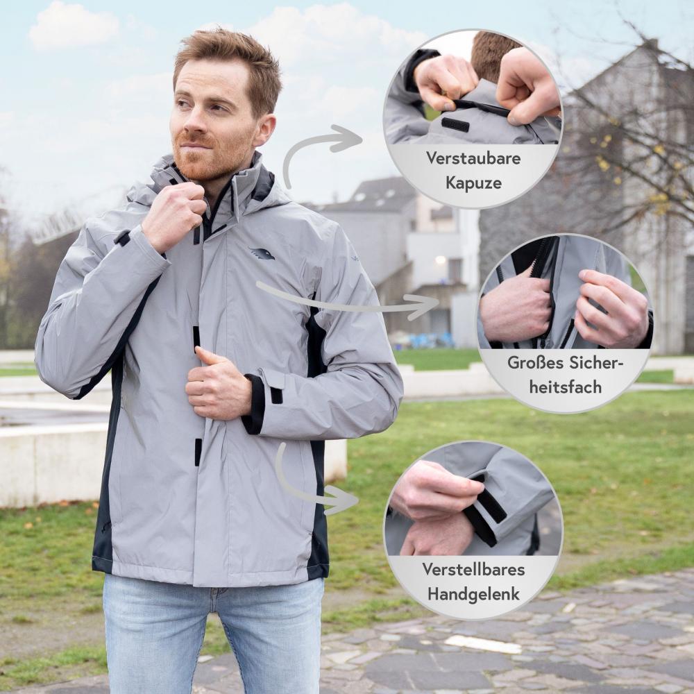 Valkental Herrenjacke 3in1 Smart Jacket wasserdichte Jacke mit Fleece Zipp-In 5XL grau