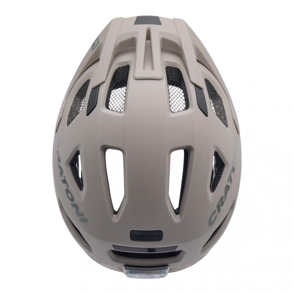 CRATONI Maxster Pro Kinder-Fahrradhelm - Größe S 48-53 cm, Sand Matt, 245 g, Rücklicht, 14 Ventilationsöffnungen, Insektenschutz, RLS 360°, CleanTex
