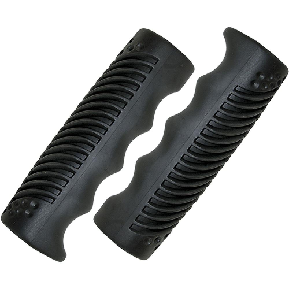 Messingschlager Griffe 110 mm schwarz - ergonomische Fahrradgriffe aus rutschfestem Gummi, komfortabler Halt, vibrationsdämpfend 1 Paar