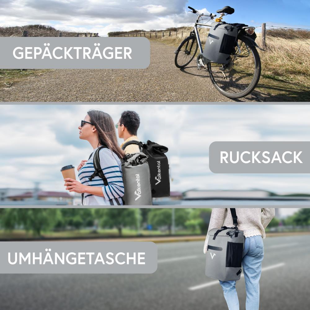 Valkental Rucksack ValkOne 3in1 Fahrradtasche Grau