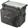 KLICKfix Lenkertasche Daypack Box schwarz mit transparentem Kartenfach, RIXEN KAUL Logo und seitlichen Reißverschlüssen.