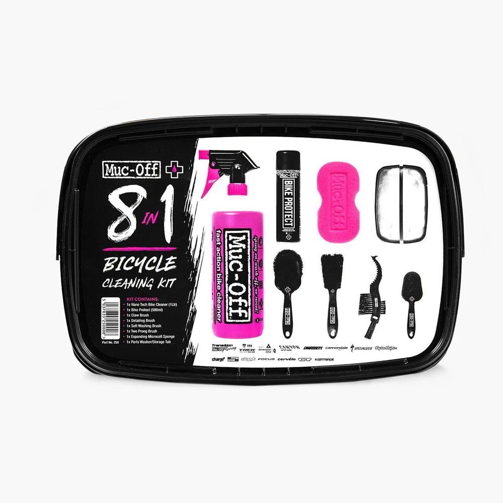 Muc-Off Pit Kit 8-in-1 Reinigungsset für Fahrräder: Bike Cleaner, Bürsten und Schwamm für komplette Pflege.