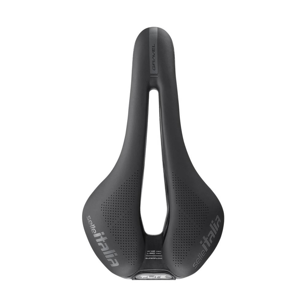 Selle Italia Flite Boost Gravel TI 316 Superflow Unisex Sattel L3 - Fibra-Tek Bezug, Light-Gel-Einsatz, Titanstreben Ø7 mm, Entlastungsöffnung (Superflow), 145×250 mm