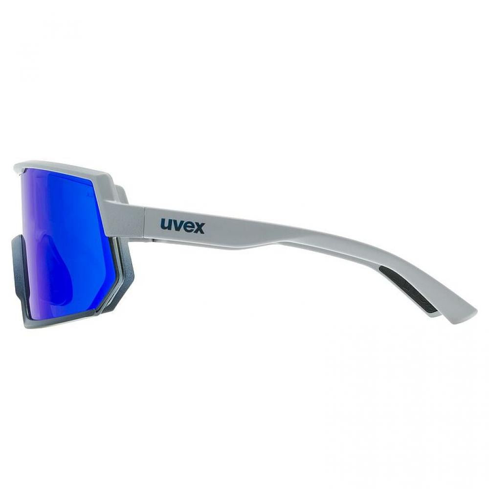 uvex sportstyle 235, rhino deep space matt/mirror blue, Sportbrille mit verspiegeltem Oversize-Shield und uvex supravision® Antifog-Beschichtung für 100% UV-Schutz und maximalem Sichtfeld