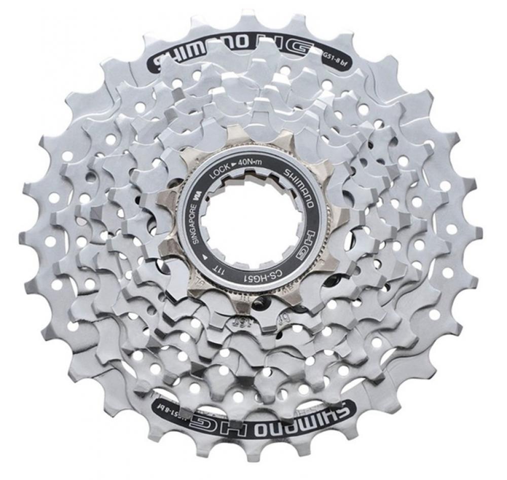 Shimano Alivio CS-HG51 8-fach Kassette mit 11-32 Zähnen, silberne Ritzel für Trekking und MTB Fahrräder.