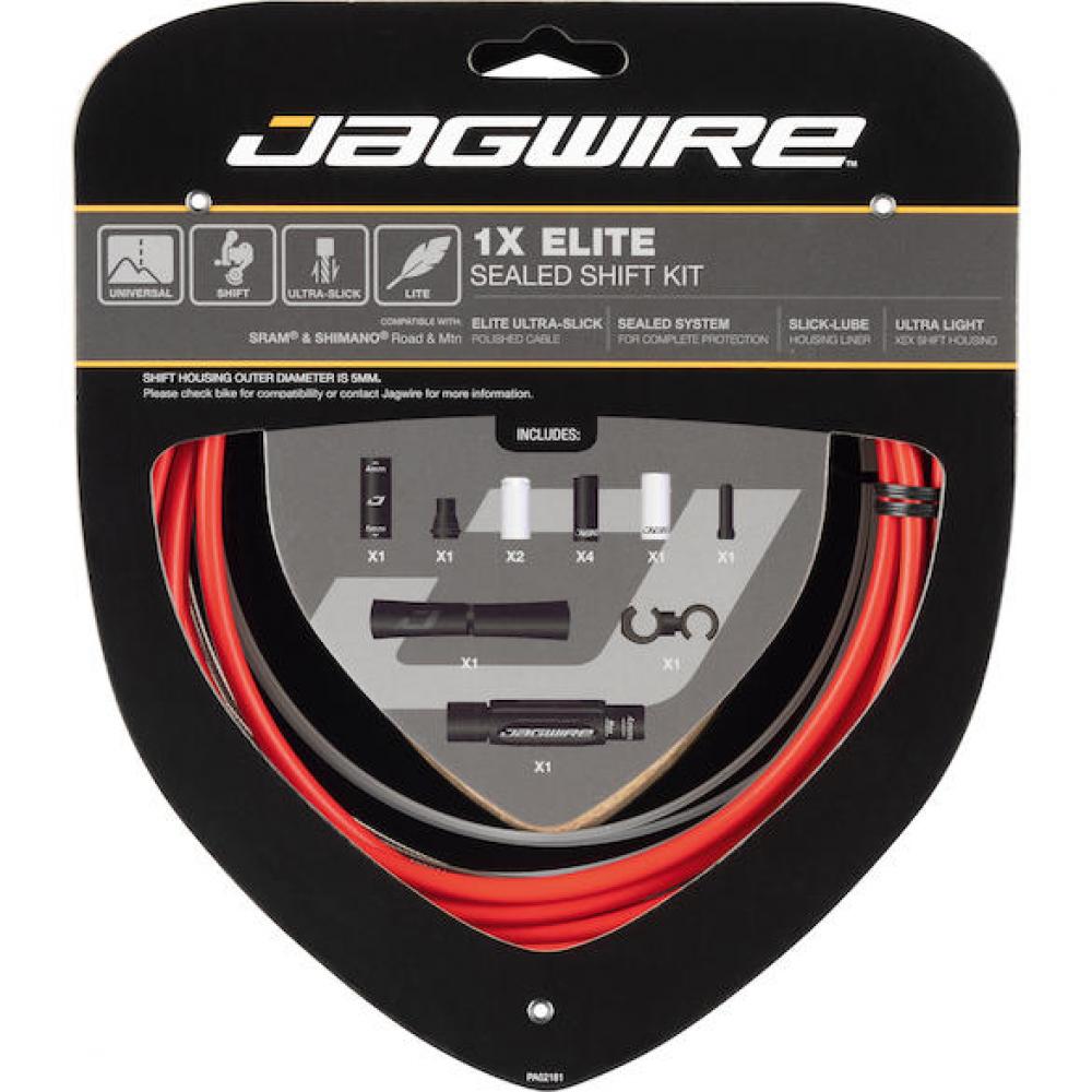 Jagwire Schaltzugset Road & Mountain Elite Sealed 1x Rot - Vollständiger Schutz & Präzision