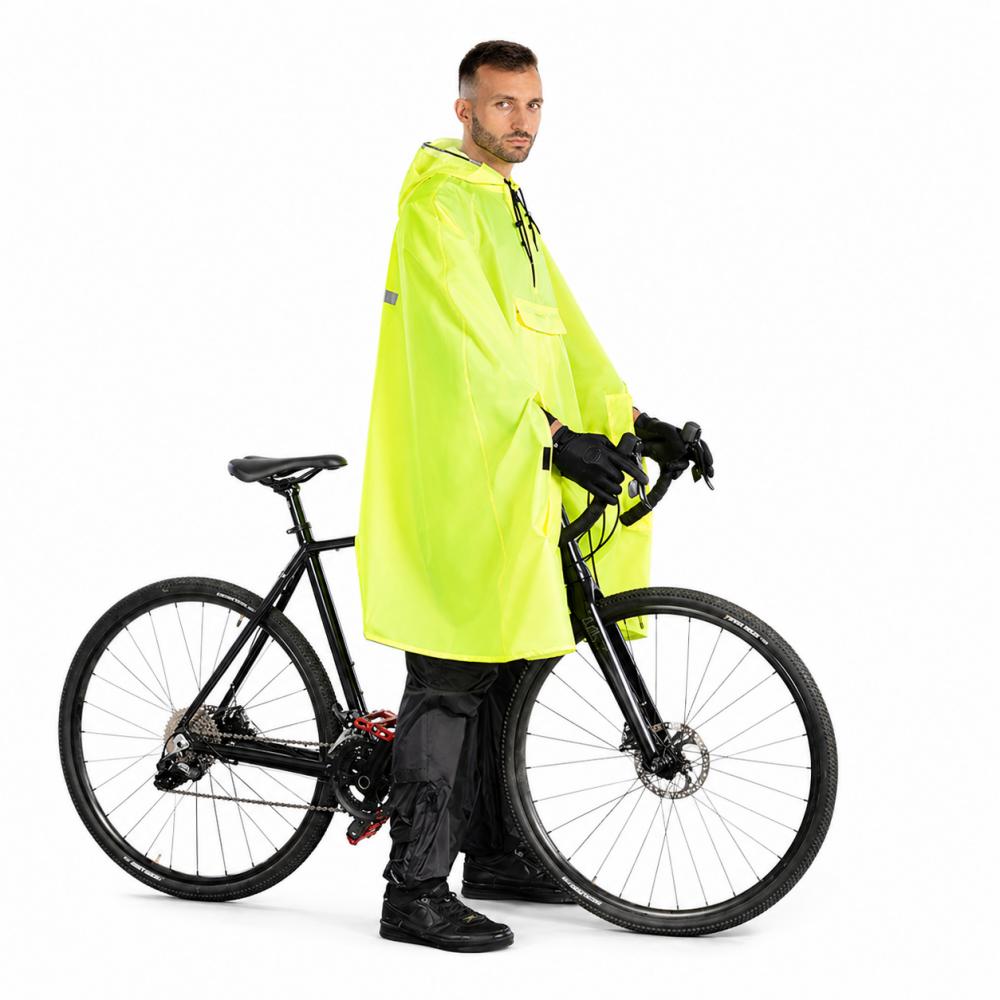 CHIBA Regenponcho - wasserdicht, winddicht, neongelb, Größe M/L