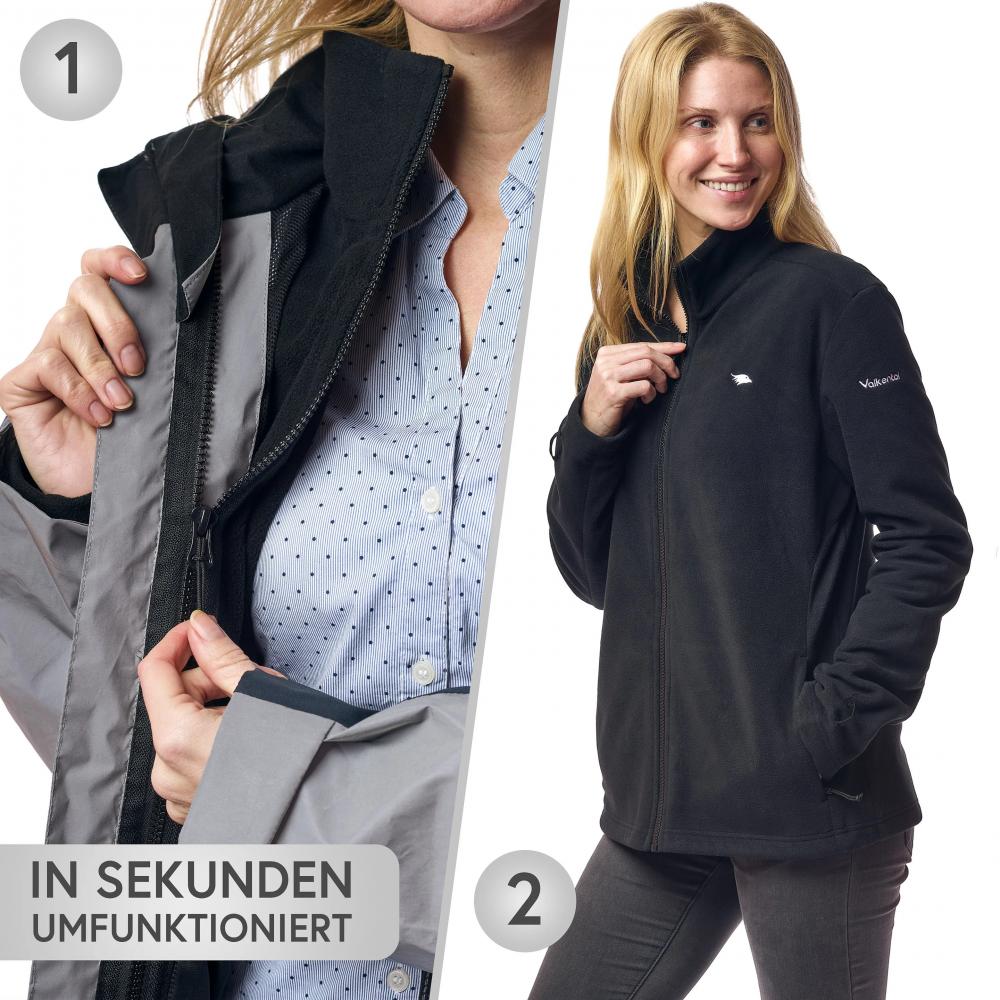 Valkental Damenjacke 3in1 Smart Jacket wasserdichte Jacke mit Fleece Zipp-In XL grau