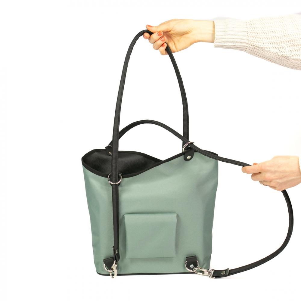 Haberland Lenkertasche Melanie salbei/schwarz - vielseitige Rucksack-Lenkertasche mit KLICKfix