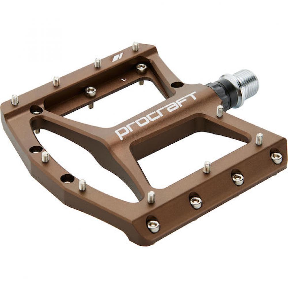 Procraft Pedale Flat Grip Advanced CNC 110 x 108 mm Braun - maximaler Grip & Kontrolle