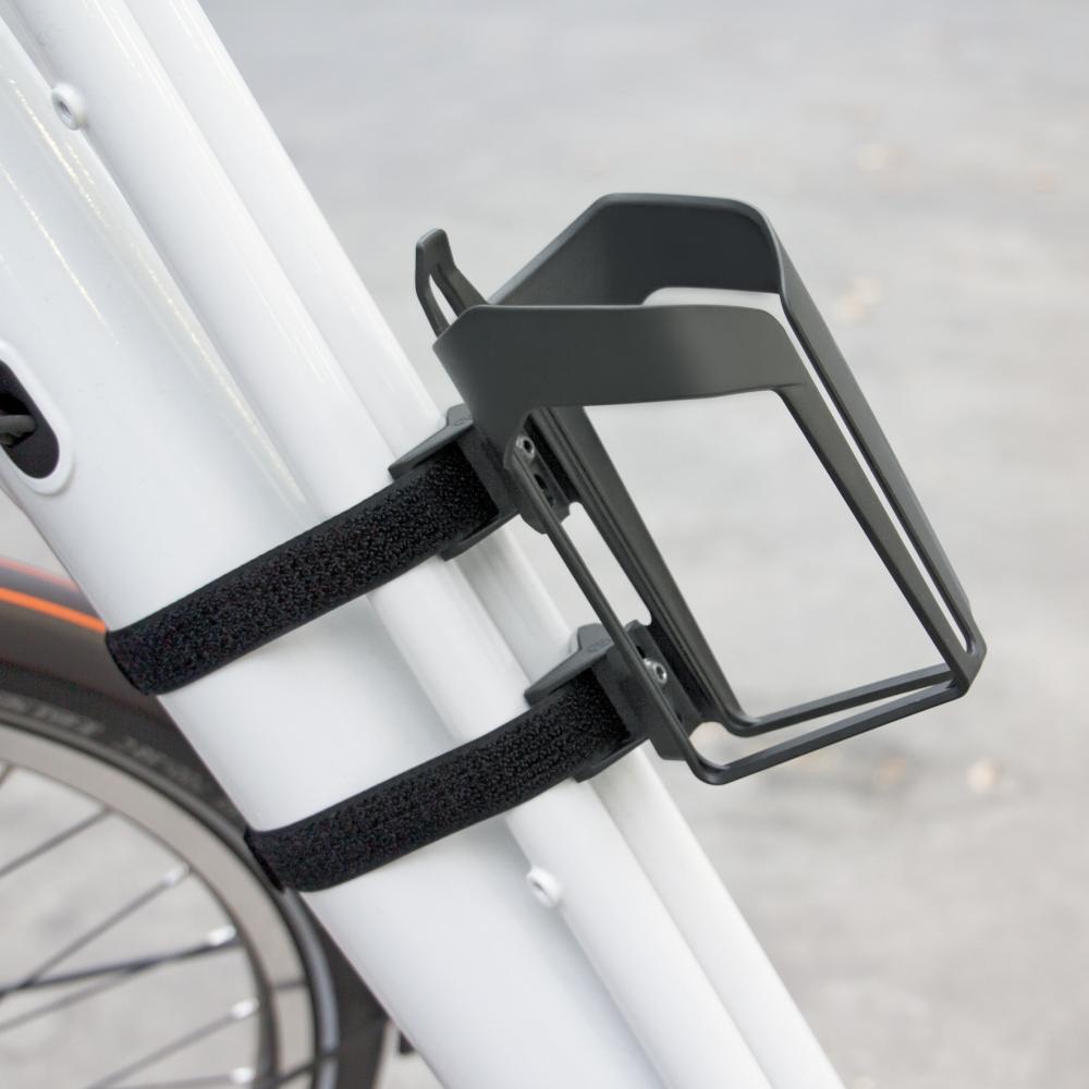 SKS Adapter SKS-Anywhere mit Velocage Flaschenhalter, universell am Fahrradrahmen montierbar, schwarz matt, Kunststoff, für Rahmen ohne Bohrungen