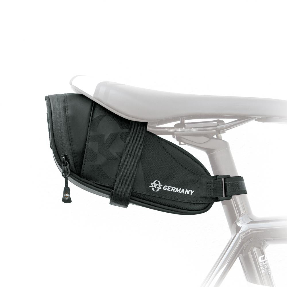 SKS Satteltasche Racer Straps 800 schwarz Kompakte Fahrradtasche mit Klettbefestigung, 800 ml Volumen, wasserabweisend, aerodynamisches Design, ideal für Rennräder und Gravelbikes