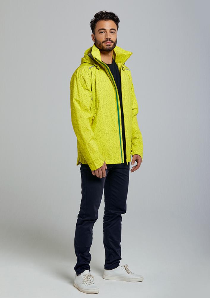 Basil Skane HiVis Herren Regenjacke neongelb L - 360° reflektierend, wasserdicht & atmungsaktiv (10.000 WP/MVP), Bionic Finish® Eco, ergonomischer Schnitt & helmtaugliche Kapuze