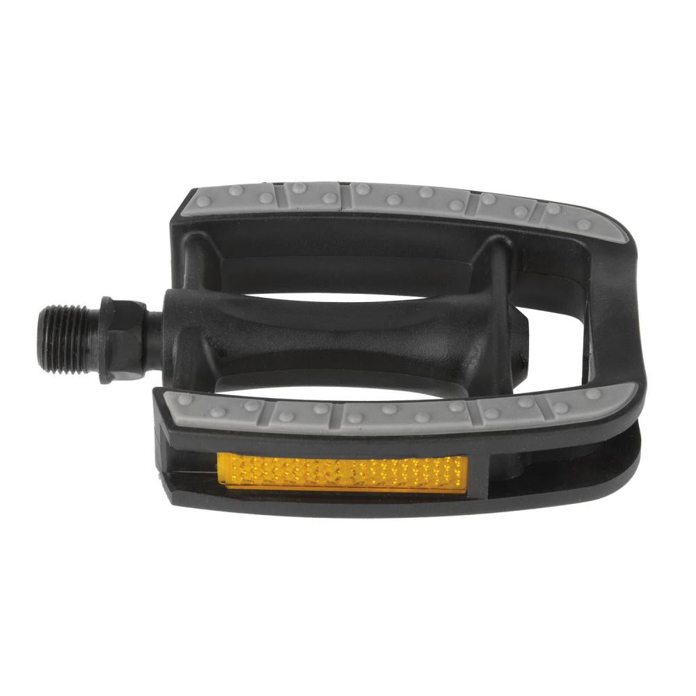 M-WAVE Steady-C Eco Antirutschpedale 1 Paar schwarz - Thermokunststoffkörper, CrMo-Achse 9/16\", gedichtete Kugellager, Trittfläche 95x80 mm, Antirutschauflage, Reflektoren, StVZO zugelassen