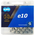 KMC e10 E-Bike Kette 10-fach, 122 Glieder, 5,88mm, in transparenter Blisterverpackung.