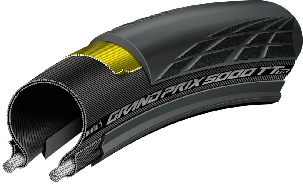 Continental Rennradreifen Grand Prix 5000 TT 28 x 1.10 28-622 TLR faltbar schwarz - aerodynamischer Faltreifen