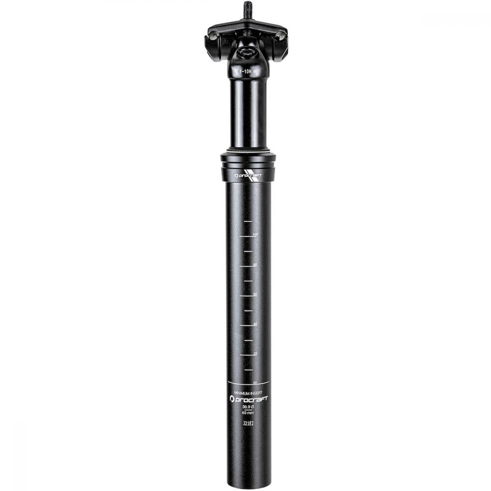 Procraft Suspension Pro II Sattelstütze 30,9 x 400 mm Schwarz - Gefederte Komfort-Sattelstütze für E-Bikes