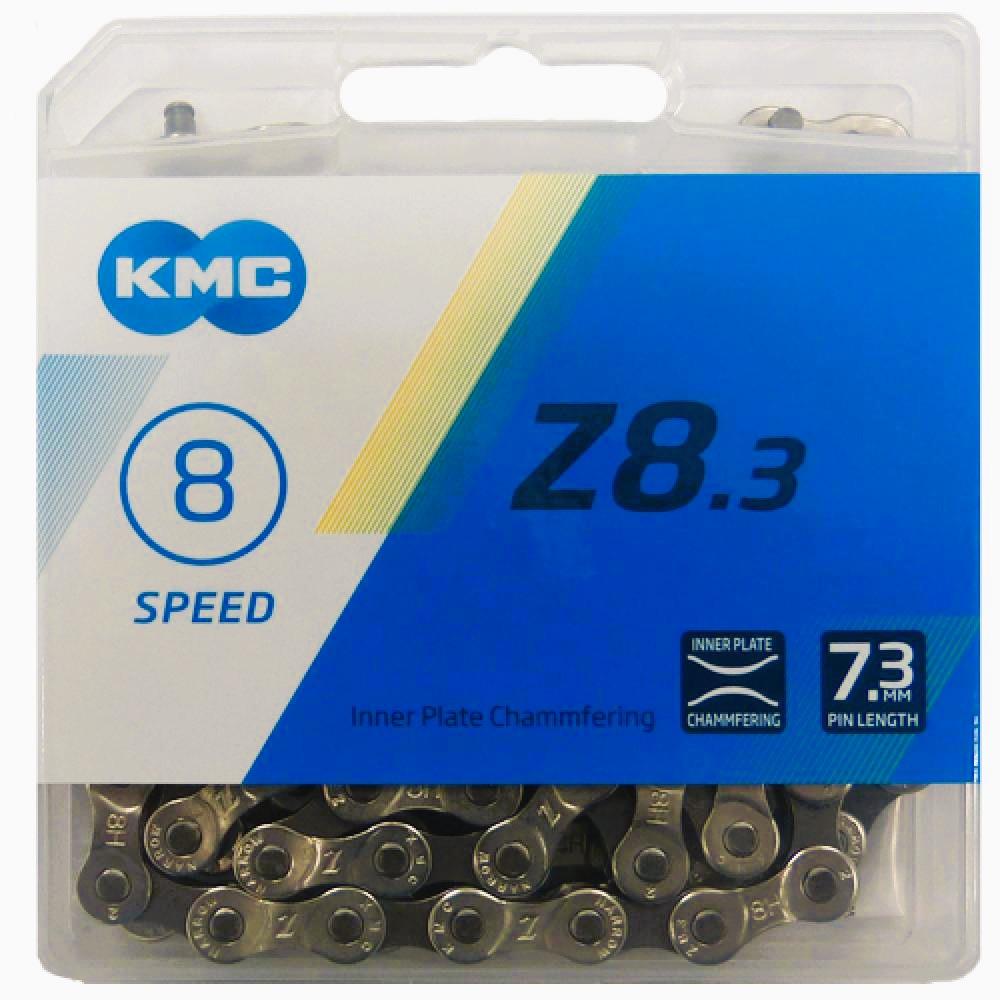 KMC Z8.3 8-fach Kette, grau, mit MissingLink, für MTB/Trekking, kompatibel Shimano/SRAM/Campagnolo.