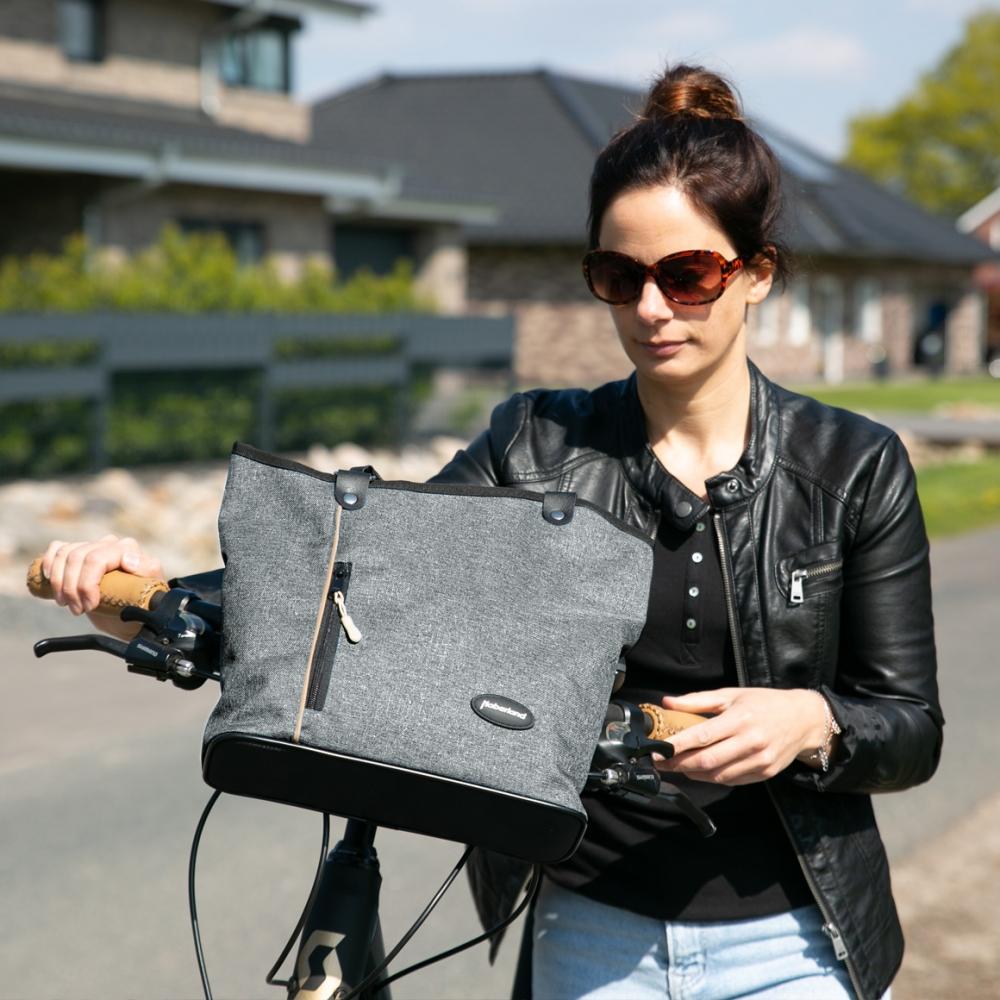 Haberland Lenkertasche Melanie grau - flexible Rucksack-Lenkertasche mit KLICKfix
