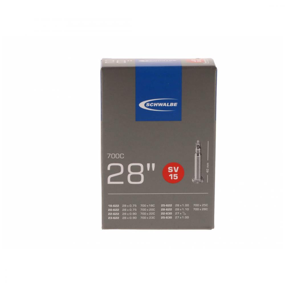 Schwalbe Fahrradschlauch SV15 für 28 Zoll / 700C Reifen, passend für 0.75-1.10 Zoll Breite mit Sclaverandventil.