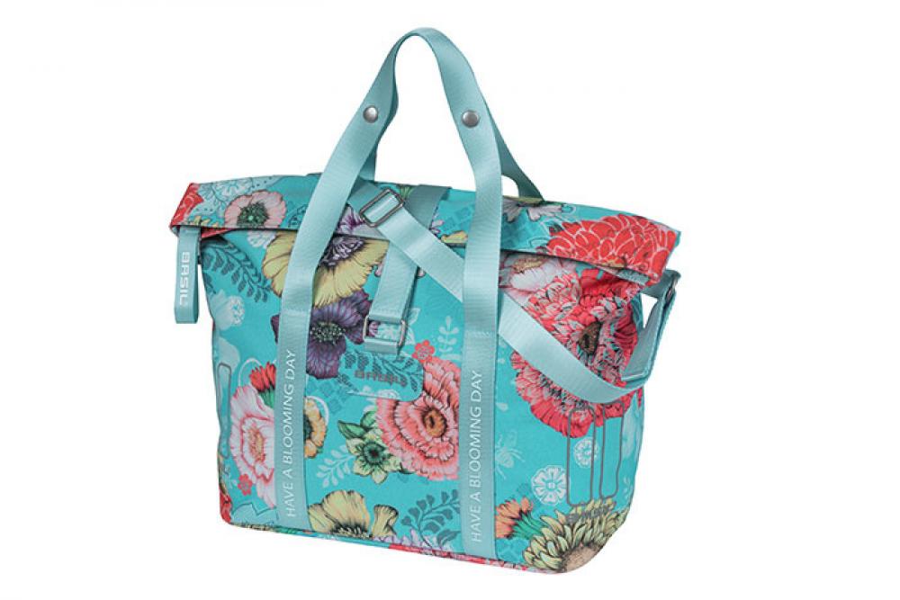 Basil Bloom Field Schultertasche Sky Blue - 11 Liter Fahrradtasche für Damen mit KF-HOOK System - Fahrradhandtasche