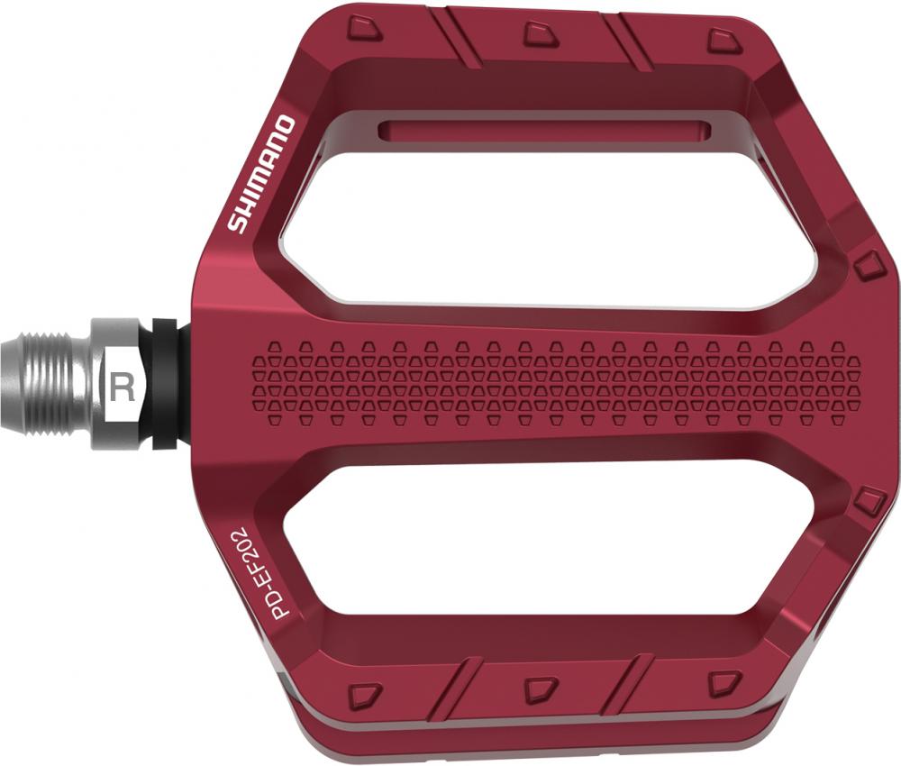 SHIMANO Pedal PD-EF202 Rot Flat Pedal - Stabiler Plattformpedal für City und Trekking