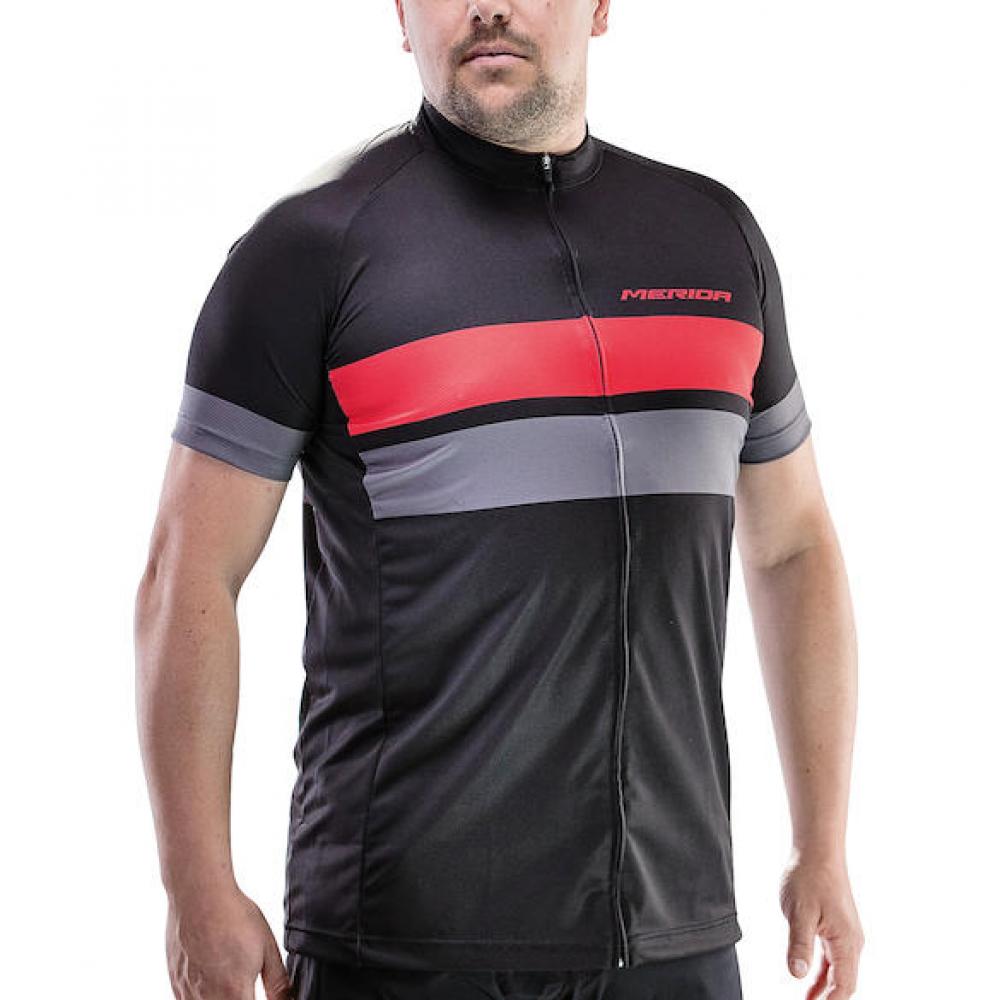 Merida Trikot ACTIVE STRIPE Herren schwarz/rot XS Schwarz/rot - atmungsaktives Radtrikot mit Komfortschnitt
