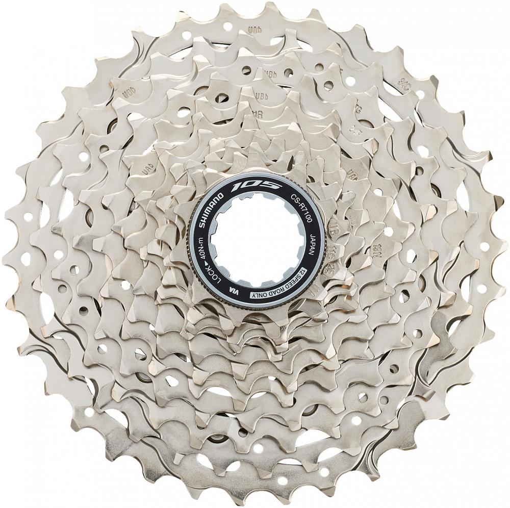 Shimano 105 CS-R7100 12-fach Rennrad Kassette 11-34 Zähne silber, Hyperglide, für 11-/12-fach Freilauf.
