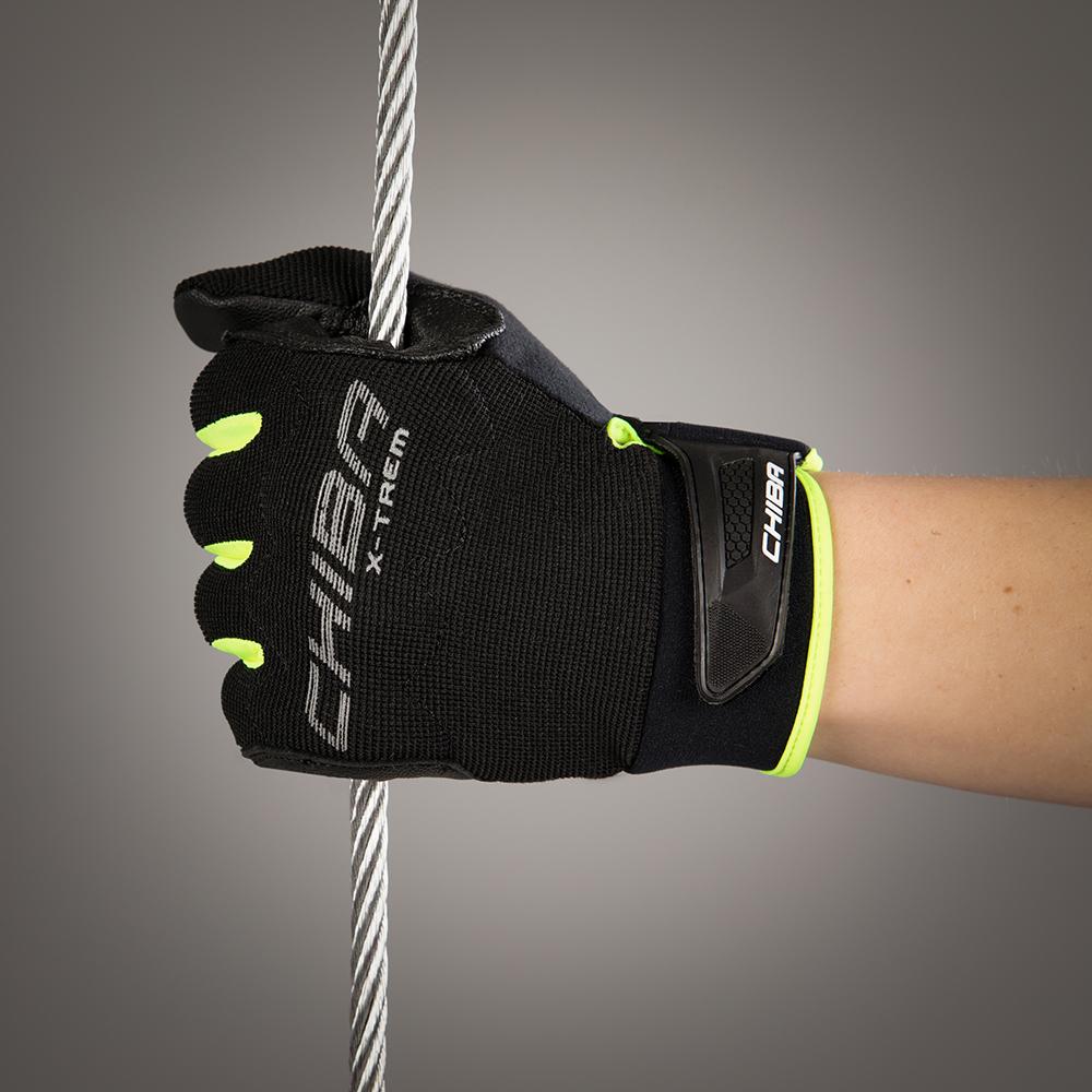 CHIBA Via Ferrata Absolut - Radhandschuhe XXL schwarz/neongelb, Touchfinger, Knöchelschutz