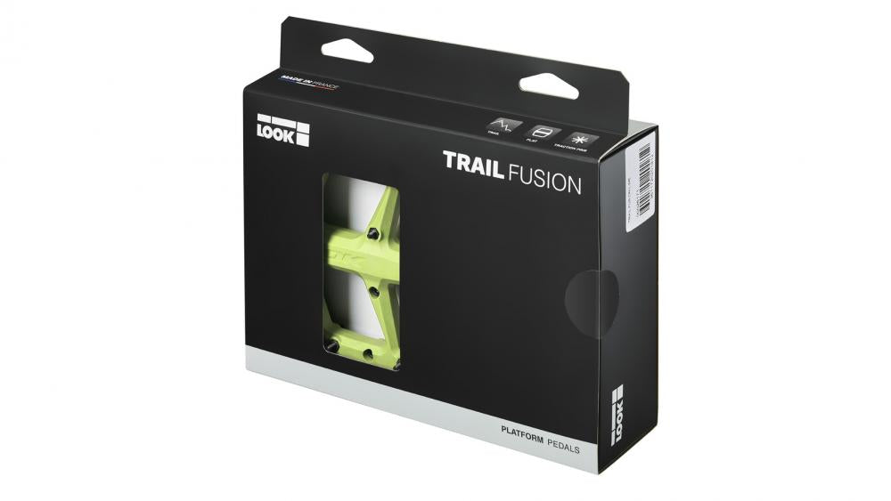 LOOK Trail Fusion Plattformpedale Lime, Composite Flat-Pedale mit 8 Pins, 107×105 mm, Chromoly-Achse