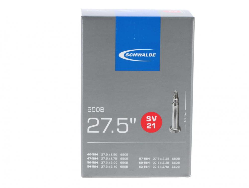 Schwalbe Fahrradschlauch SV21 für 27,5 Zoll 650B Reifen 40/62-584 (1.50-2.40) mit 40mm SV Ventil.