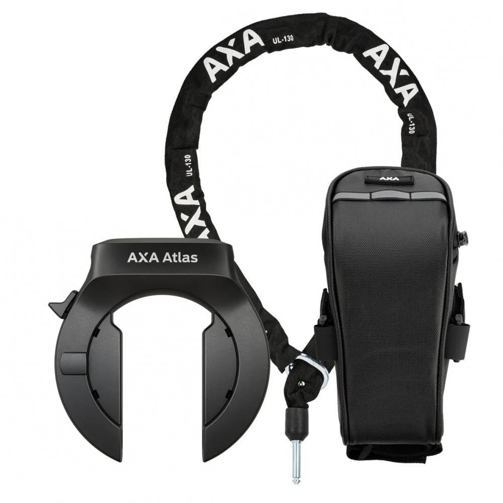 AXA Atlas Rahmenschloss Set mit ULC 130 Einsteckkette und Satteltasche