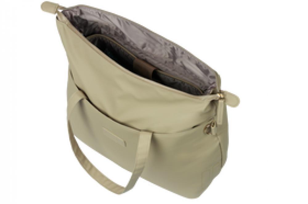 Basil Schultertasche Manhattan 12 Liter Taupe - wasserdichte Laptop-City-Fahrradtasche mit Hook-On-System