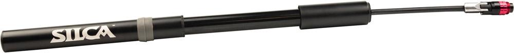 SILCA Gravelero Minipumpe 35 % mehr Volumen pro Hub, ausziehbarer Schlauch, kompatibel mit Presta- und Schrader-Ventilen, max. 5,5 bar, inkl. Halterung