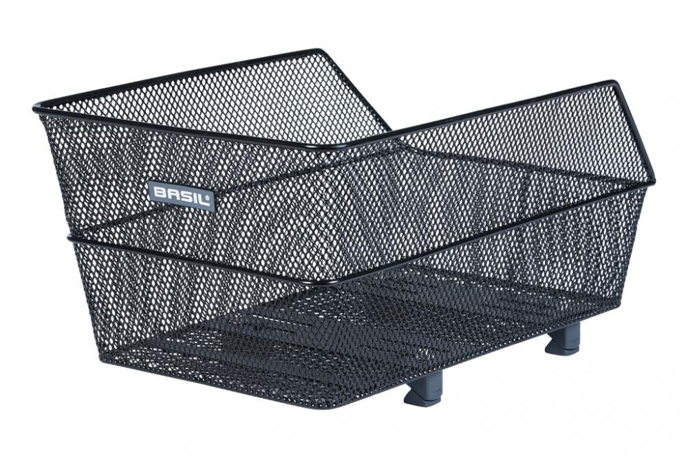 Schwarzer Basil Cento Stahl-Gepäckträgerkorb Multi System NX mit WSL Befestigung für Fahrräder.