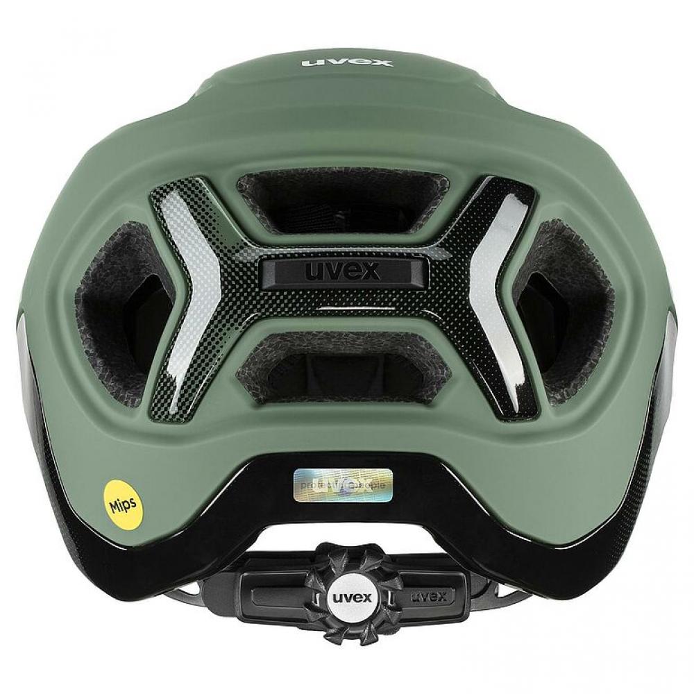 uvex react MIPS MTB Helm moss green-black matt 52-56cm mit MIPS Sicherheitssystem, IAS 3.0 Größenanpassung, stoßfester PC-EPS Schale, EN 1078 zertifiziert
