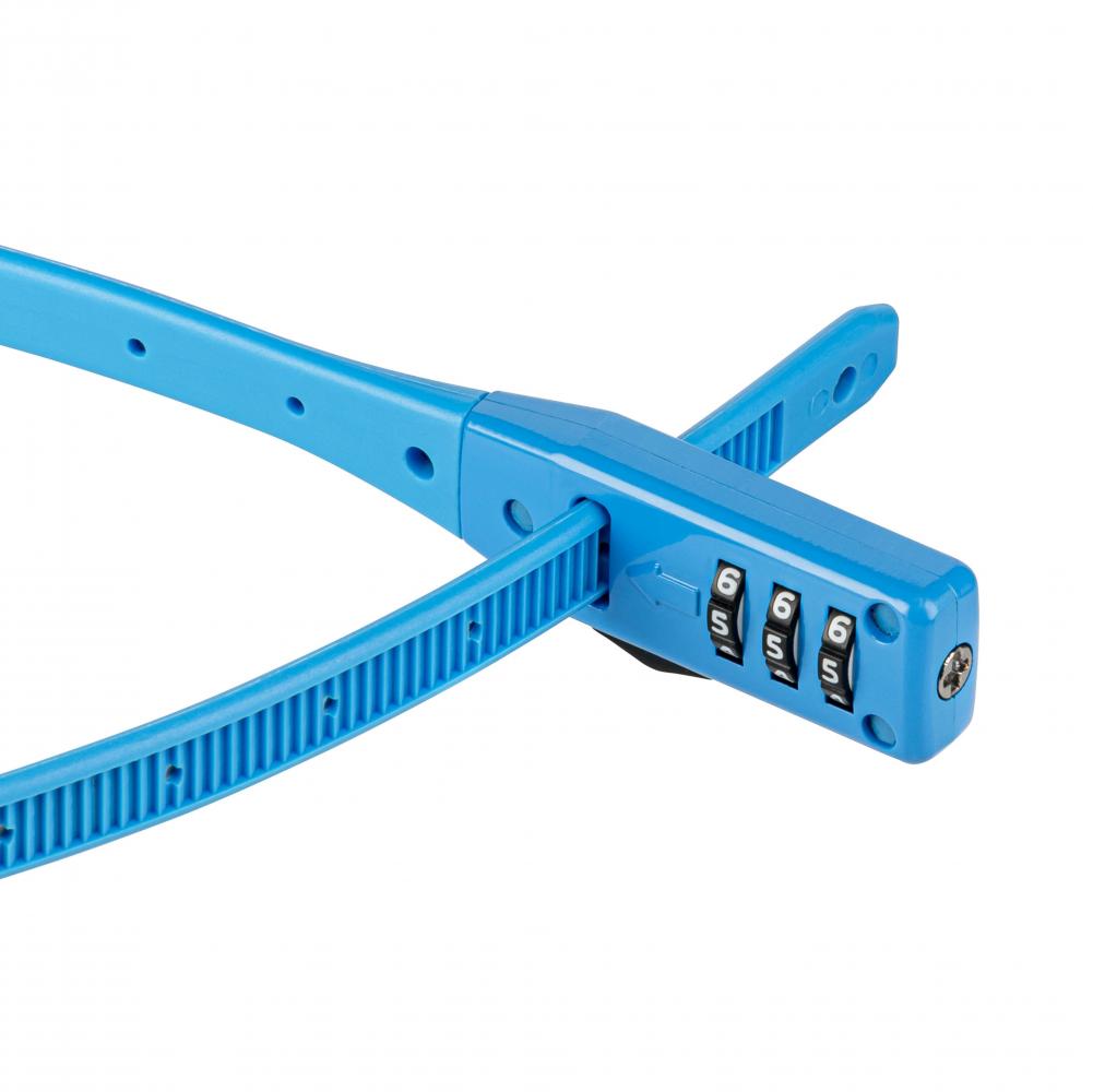 Blaues Kryptonite Click Lock Fahrrad-Kabelschloss, 10mm, 45cm, mit 3-stelliger Zahlenkombination.