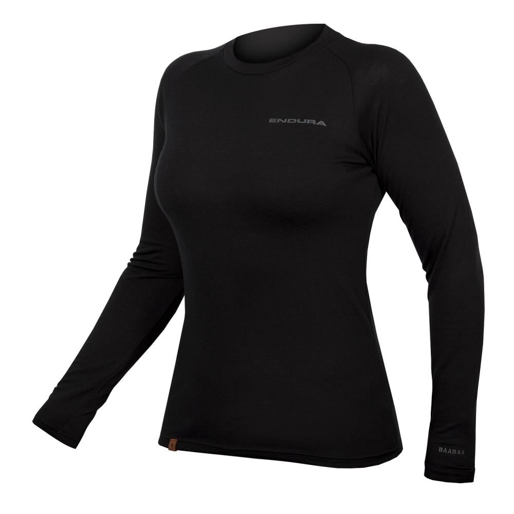 Endura Damen BaaBaa Blend Baselayer langarm schwarz M - Funktionsshirt mit Merinowolle, atmungsaktiv, schnelltrocknend, geruchshemmend, natürliche Isolierung