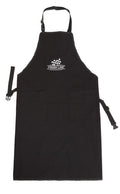 Schwarze Finish Line Werkstattschürze, verstellbar, mit zwei Taschen, ideal für die Fahrradwerkstatt.