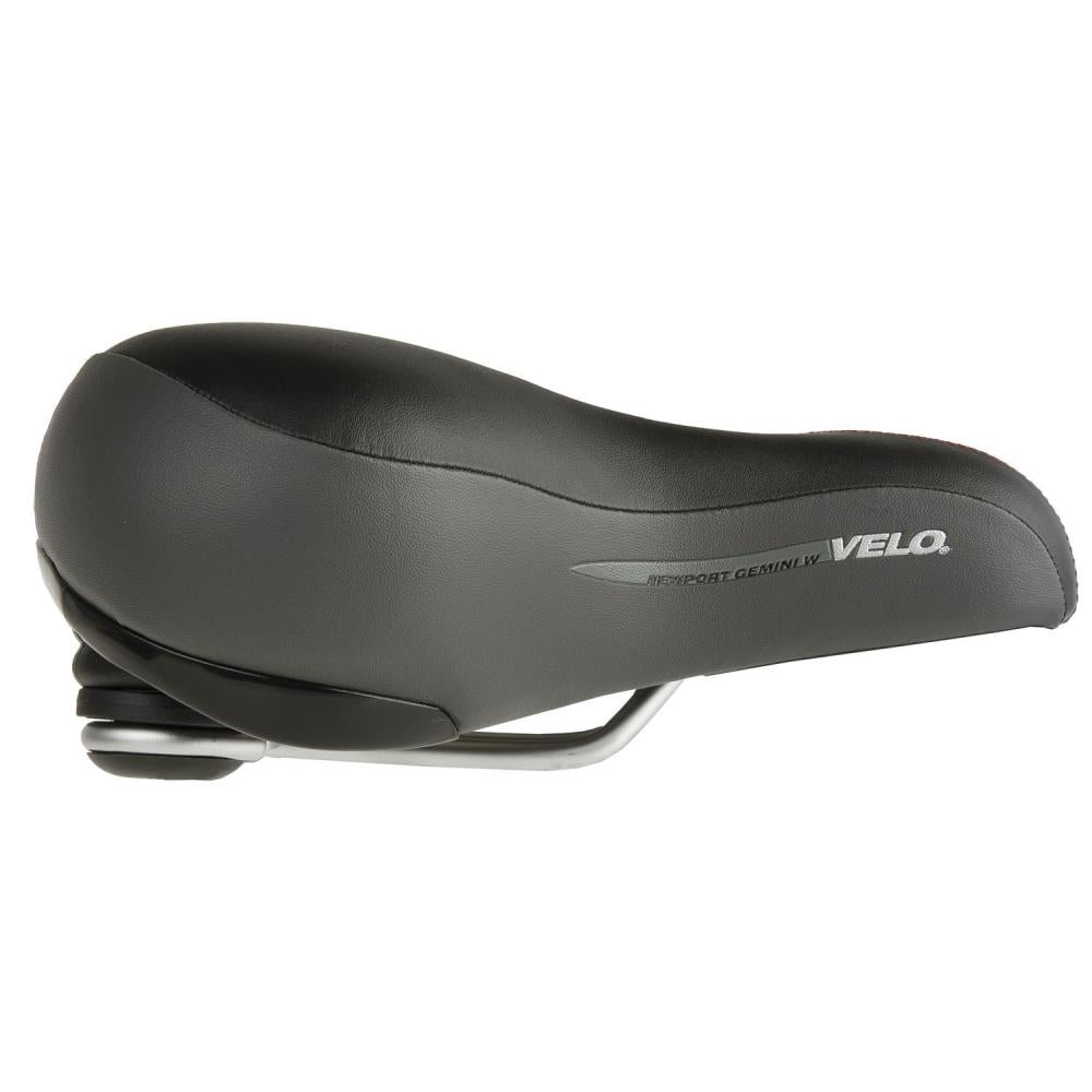 Velo Newport Gemini Damen-Fahrradsattel, schwarz/grau, 245x212 mm, Memory Foam, O-Zone Full Cut, D2-Konstruktion, Elastomer-Federung