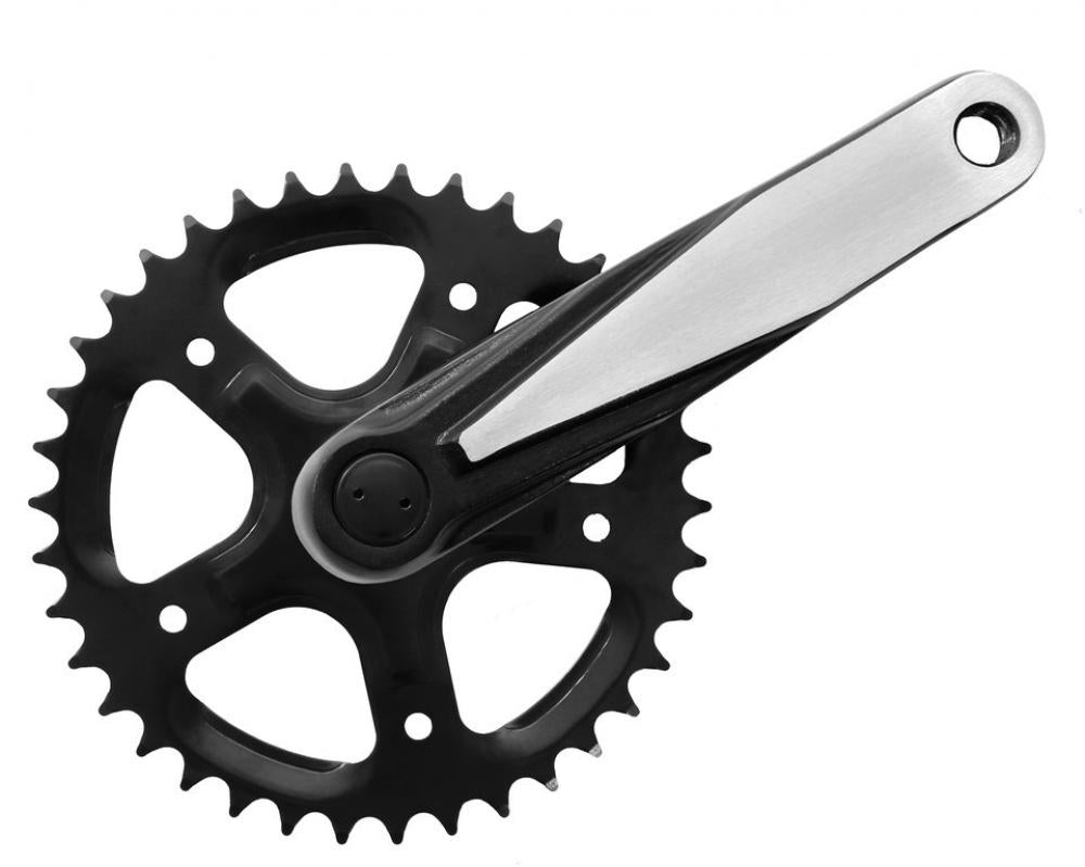 Mijnen Pieper Kettenradgarnitur Speed Alu 170 mm lg schwarz/glanzpoliert 38 Zähne, 4-kant